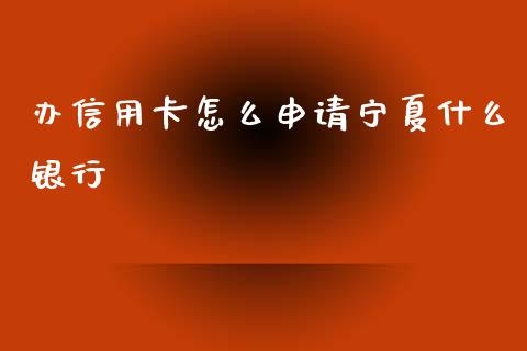 办信用卡怎么申请宁夏什么银行_https://m.letulww.com_期货交易策略_第1张