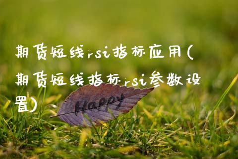 期货短线rsi指标应用(期货短线指标rsi参数设置)_https://m.letulww.com_期货交易软件_第1张
