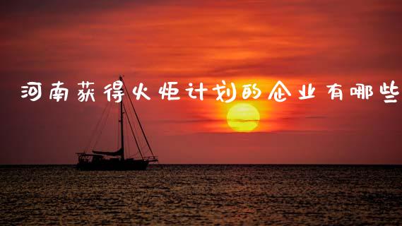 河南获得火炬计划的企业有哪些_https://m.letulww.com_股指期货交易时间_第1张