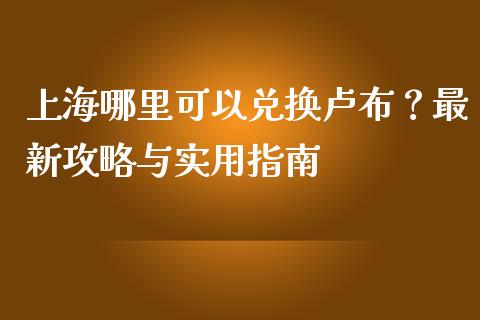上海哪里可以兑换卢布？最新攻略与实用指南_https://m.letulww.com_期货交易策略_第1张