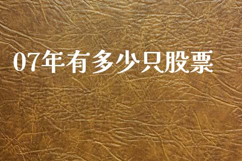 07年有多少只股票_https://m.letulww.com_期货交易策略_第1张