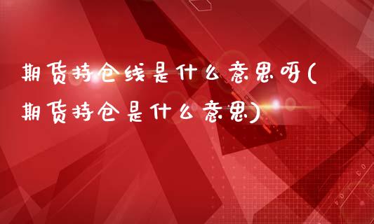 期货持仓线是什么意思呀(期货持仓是什么意思)_https://m.letulww.com_期货交易软件_第1张