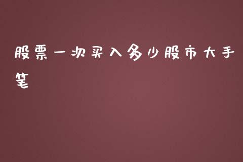 股票一次买入多少股市大手笔_https://m.letulww.com_期货交易软件_第1张