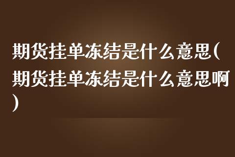 期货挂单冻结是什么意思(期货挂单冻结是什么意思啊)_https://m.letulww.com_期货开户保证金_第1张