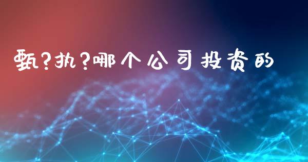甄?执?哪个公司投资的_https://m.letulww.com_期货开户保证金_第1张
