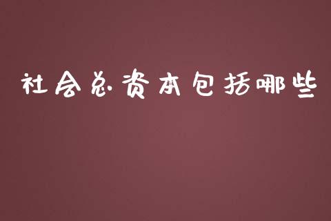 社会总资本包括哪些_https://m.letulww.com_股指期货交易时间_第1张