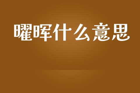 曜晖什么意思_https://m.letulww.com_期货开户保证金_第1张