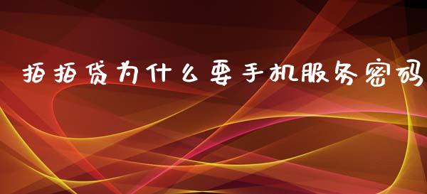 拍拍贷为什么要手机服务密码_https://m.letulww.com_股指期货交易时间_第1张