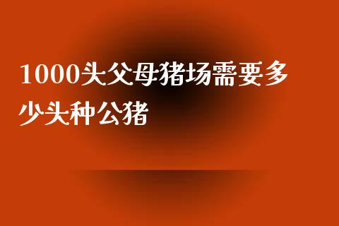 1000头父母猪场需要多少头种公猪_https://m.letulww.com_期货交易软件_第1张