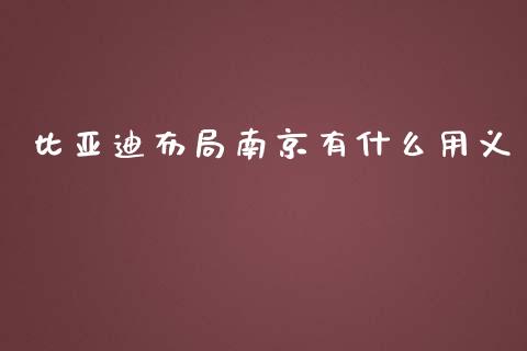 比亚迪布局南京有什么用义_https://m.letulww.com_期货交易软件_第1张
