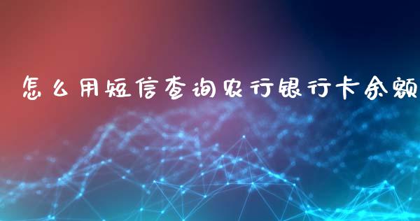 怎么用短信查询农行银行卡余额_https://m.letulww.com_期货交易策略_第1张