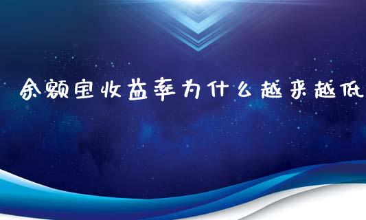 余额宝收益率为什么越来越低_https://m.letulww.com_期货交易软件_第1张