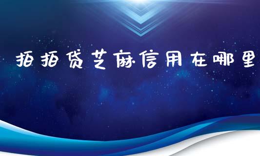 拍拍贷芝麻信用在哪里_https://m.letulww.com_期货交易策略_第1张