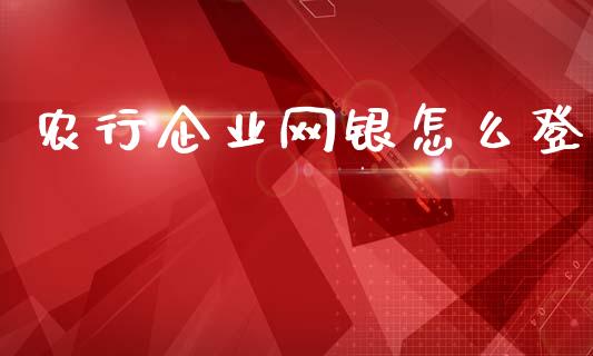 农行企业网银怎么登_https://m.letulww.com_期货交易策略_第1张