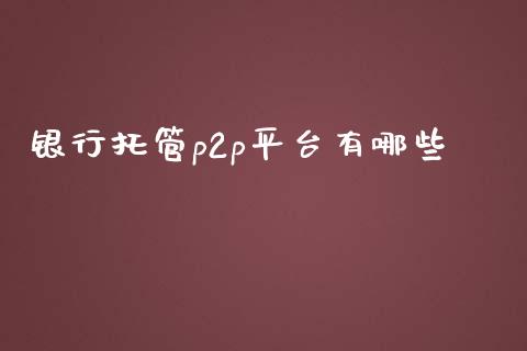 银行托管p2p平台有哪些_https://m.letulww.com_期货交易软件_第1张
