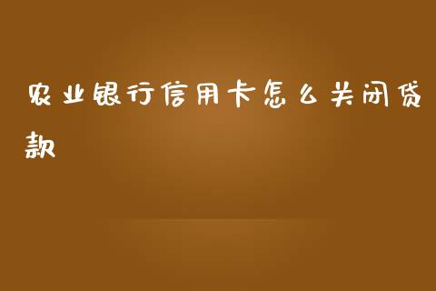农业银行信用卡怎么关闭贷款_https://m.letulww.com_期货开户保证金_第1张