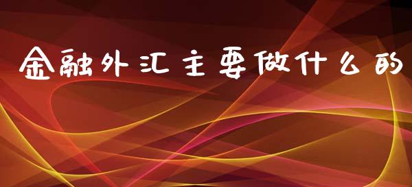 金融外汇主要做什么的_https://m.letulww.com_股指期货交易时间_第1张