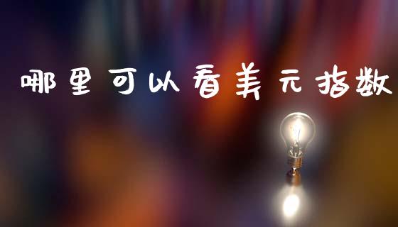 哪里可以看美元指数_https://m.letulww.com_期货交易策略_第1张
