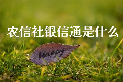 农信社银信通是什么_https://m.letulww.com_股指期货交易时间_第1张