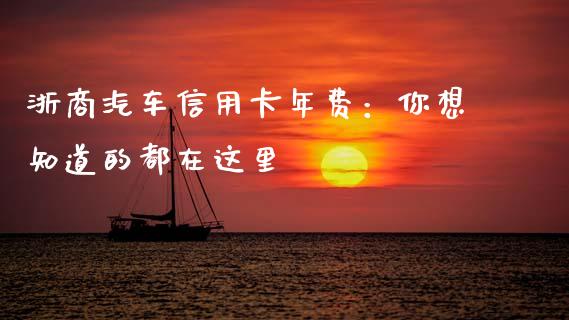 浙商汽车信用卡年费：你想知道的都在这里_https://m.letulww.com_期货交易软件_第1张