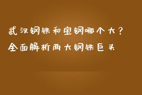 武汉钢铁和宝钢哪个大？ 全面解析两大钢铁巨头_https://m.letulww.com_股指期货交易时间_第1张