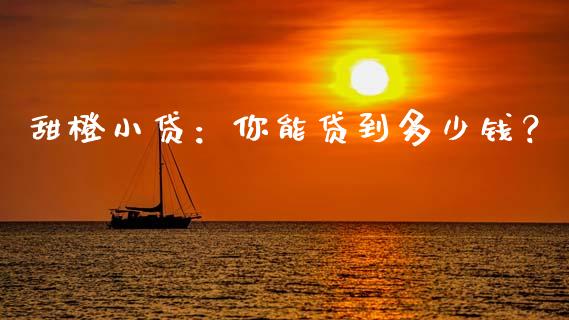 甜橙小贷：你能贷到多少钱？_https://m.letulww.com_期货开户保证金_第1张