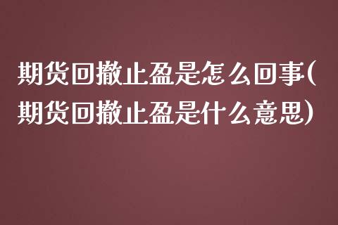 期货回撤止盈是怎么回事(期货回撤止盈是什么意思)_https://m.letulww.com_股指期货交易时间_第1张