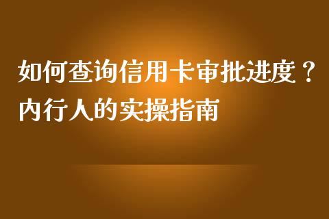 如何查询信用卡审批进度？内行人的实操指南_https://m.letulww.com_期货交易软件_第1张