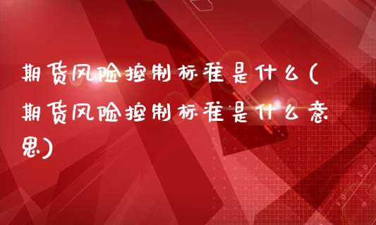 期货风险控制标准是什么(期货风险控制标准是什么意思)_https://m.letulww.com_期货开户保证金_第1张