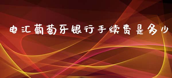 电汇葡萄牙银行手续费是多少_https://m.letulww.com_期货交易策略_第1张