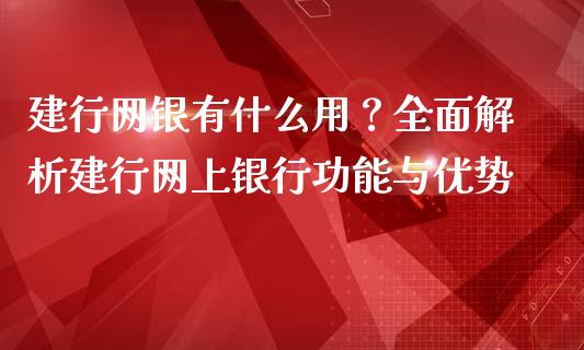 建行网银有什么用？全面解析建行网上银行功能与优势_https://m.letulww.com_期货交易软件_第1张