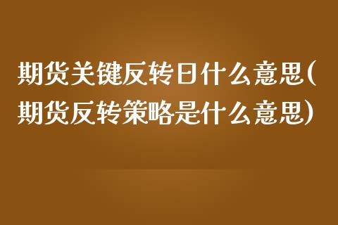 期货关键反转日什么意思(期货反转策略是什么意思)_https://m.letulww.com_股指期货交易时间_第1张