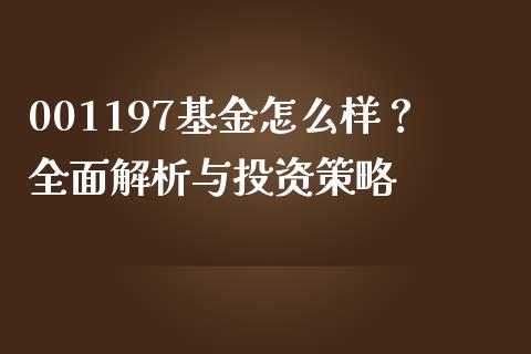 001197基金怎么样？全面解析与投资策略_https://m.letulww.com_期货交易策略_第1张