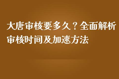 大唐审核要多久？全面解析审核时间及加速方法_https://m.letulww.com_期货交易软件_第1张