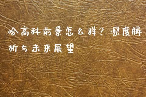 哈高科前景怎么样？深度解析与未来展望_https://m.letulww.com_期货交易软件_第1张