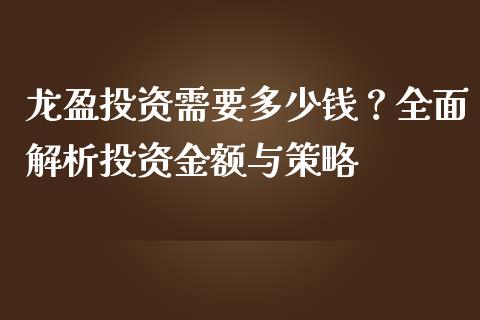 龙盈投资需要多少钱？全面解析投资金额与策略_https://m.letulww.com_股指期货交易时间_第1张