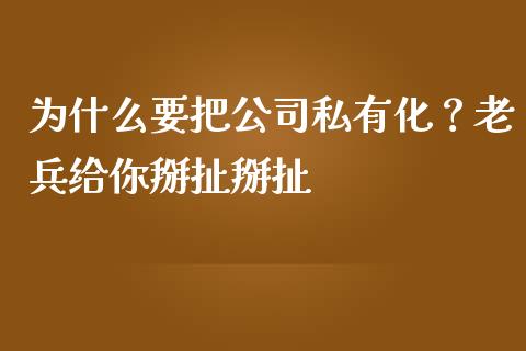 为什么要把公司私有化？老兵给你掰扯掰扯_https://m.letulww.com_期货交易策略_第1张
