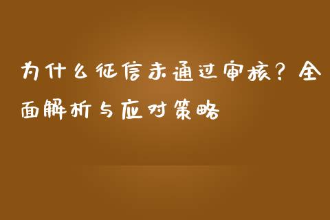 为什么征信未通过审核？全面解析与应对策略_https://m.letulww.com_期货开户保证金_第1张