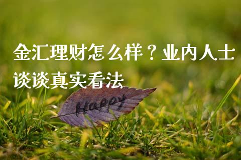金汇理财怎么样？业内人士谈谈真实看法_https://m.letulww.com_股指期货交易时间_第1张