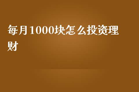 每月1000块怎么投资理财_https://m.letulww.com_期货交易软件_第1张