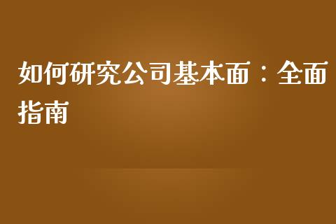 如何研究公司基本面：全面指南_https://m.letulww.com_股指期货交易时间_第1张