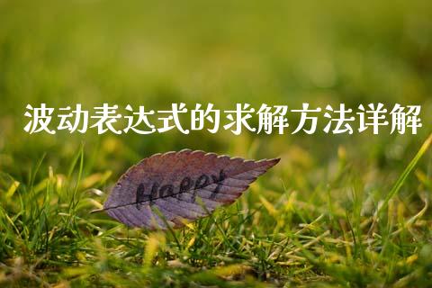 波动表达式的求解方法详解_https://m.letulww.com_期货交易软件_第1张