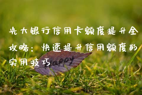 光大银行信用卡额度提升全攻略：快速提升信用额度的实用技巧_https://m.letulww.com_期货交易软件_第1张