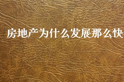 房地产为什么发展那么快_https://m.letulww.com_期货交易策略_第1张