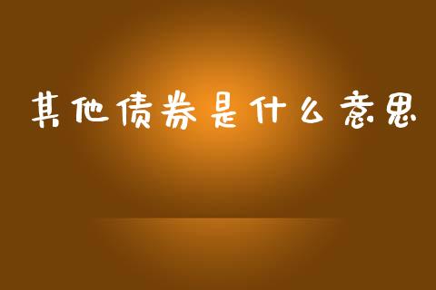 其他债券是什么意思_https://m.letulww.com_期货开户保证金_第1张