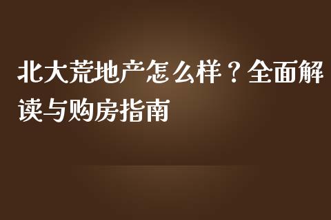 北大荒地产怎么样？全面解读与购房指南_https://m.letulww.com_期货交易策略_第1张
