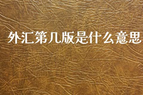 外汇第几版是什么意思_https://m.letulww.com_期货交易软件_第1张