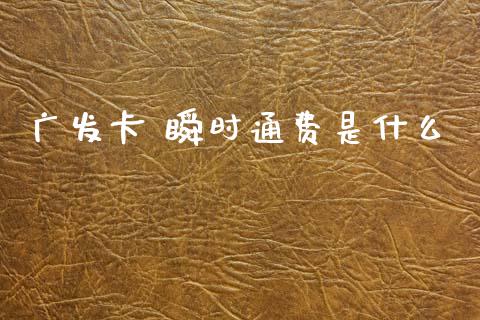 广发卡 瞬时通费是什么_https://m.letulww.com_期货开户保证金_第1张