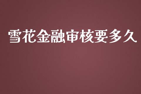 雪花金融审核要多久_https://m.letulww.com_期货交易策略_第1张