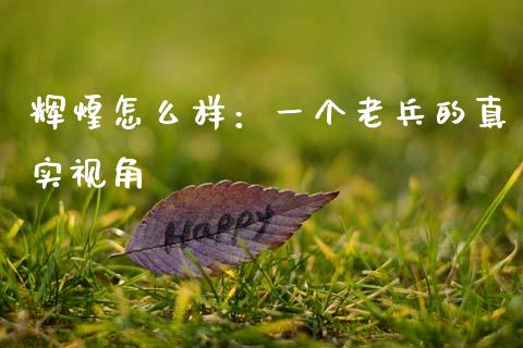 辉煌怎么样：一个老兵的真实视角_https://m.letulww.com_期货交易软件_第1张